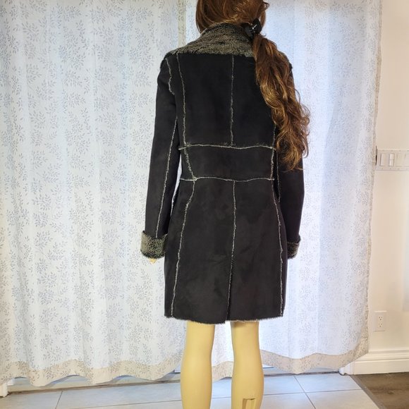 NWOT VENUS sz 12 womens faux Suede Fur Long Winter Coat - Picture 2 of 9
